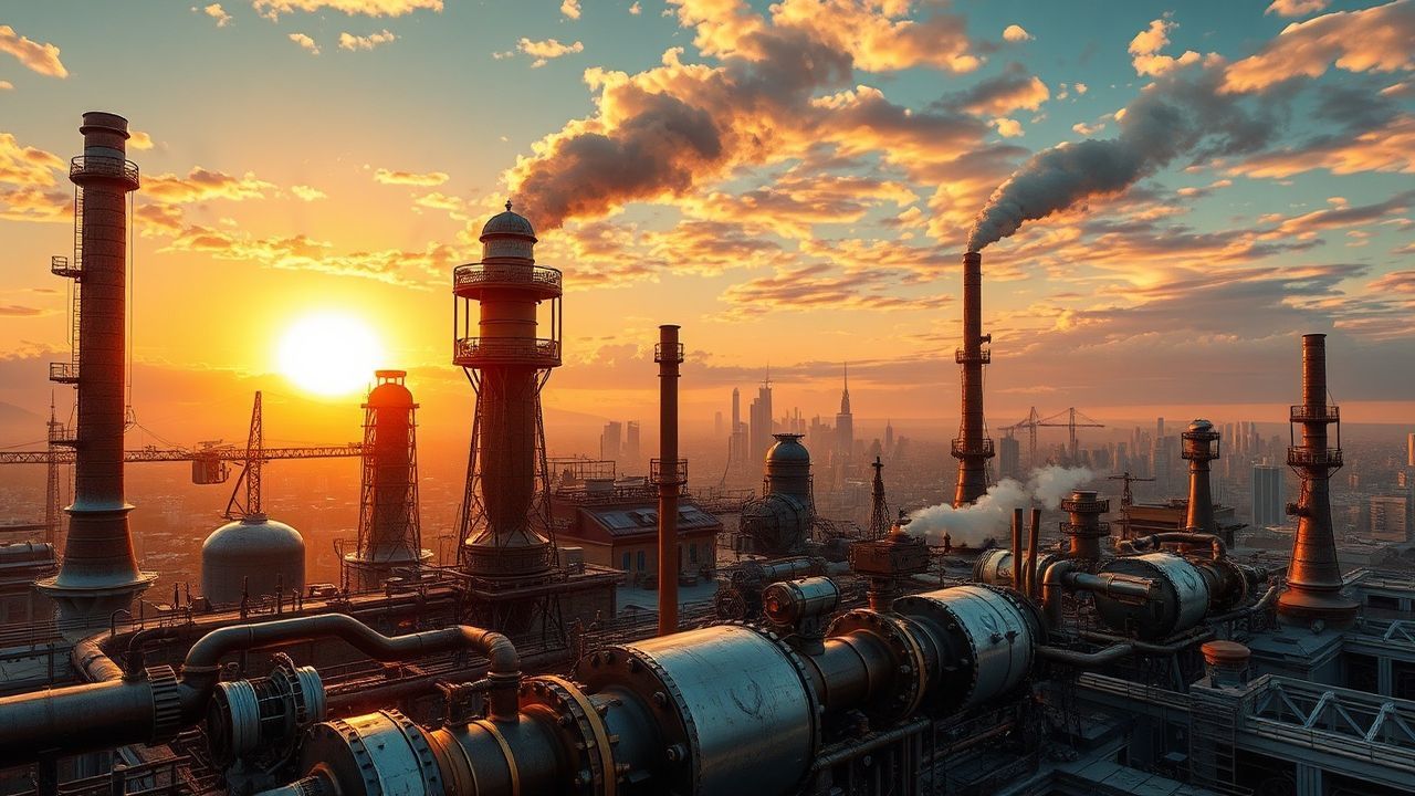 Brass Steampunk City Brass at Sunset