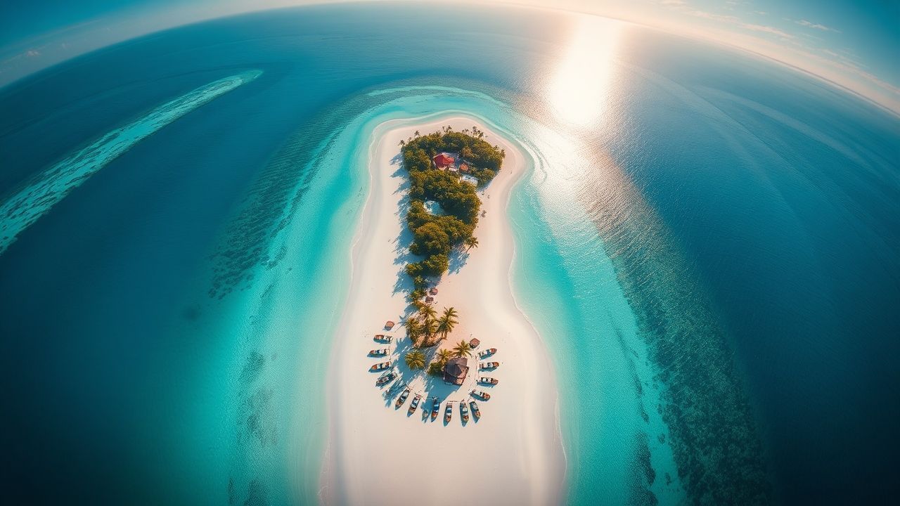 Verdant Maldives Sandbar Island from Above