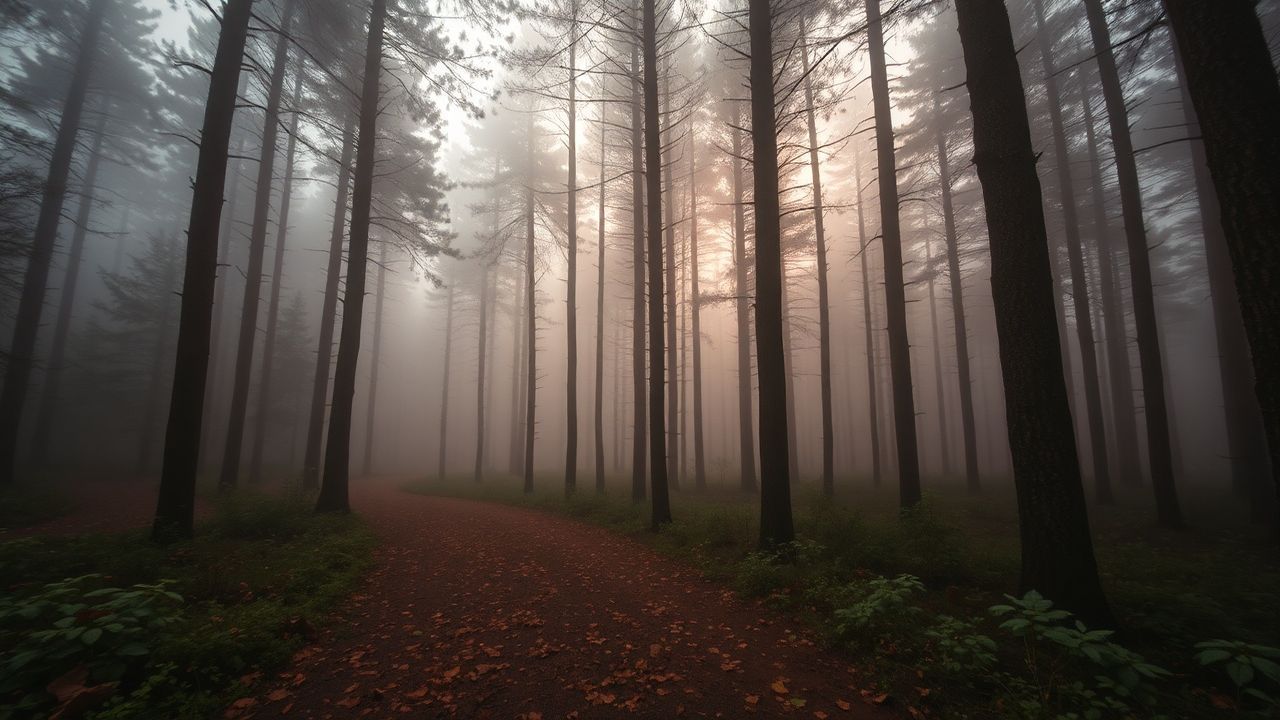 Pristine Foggy Pine Forest