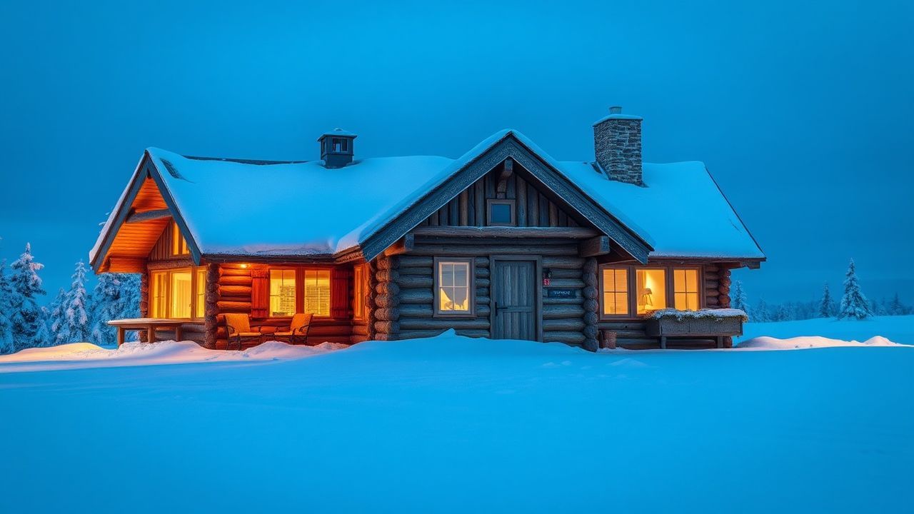 Calm Nordic Cabin Isolation in Winter