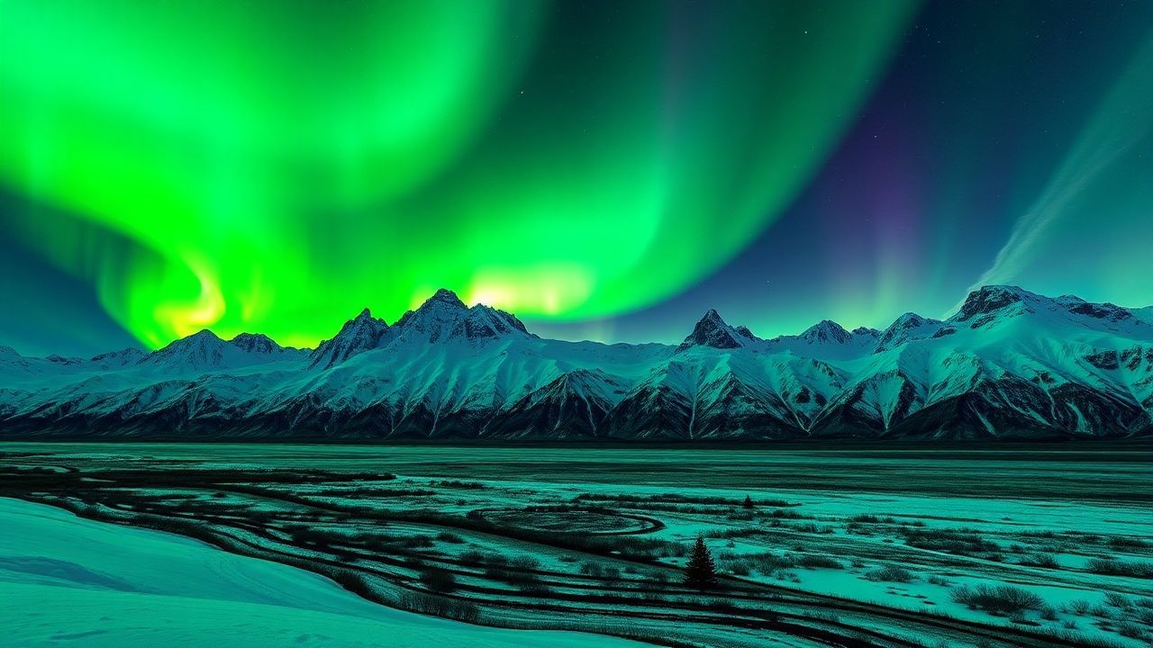 Lush Arctic Northern Lights in Winter