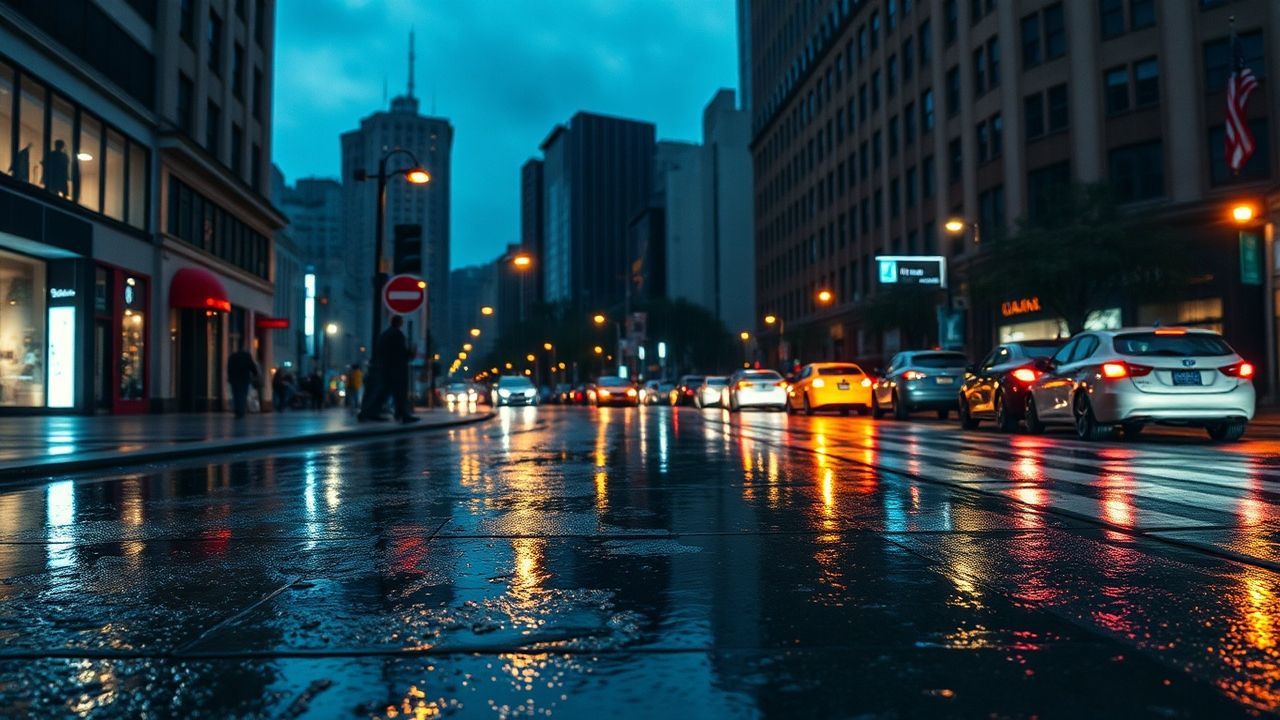 Electric Street Reflections Lights in the Rain