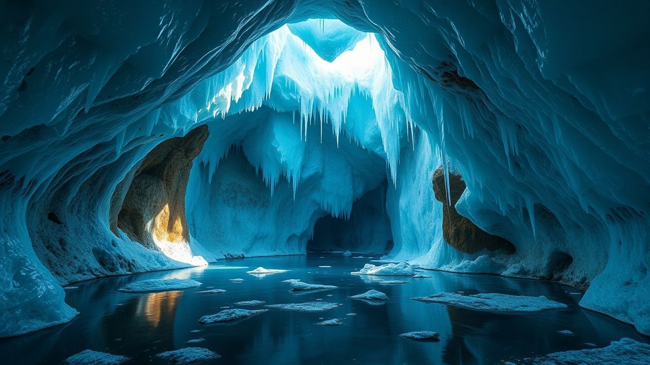 Pristine Ice Cave Interior Crystal