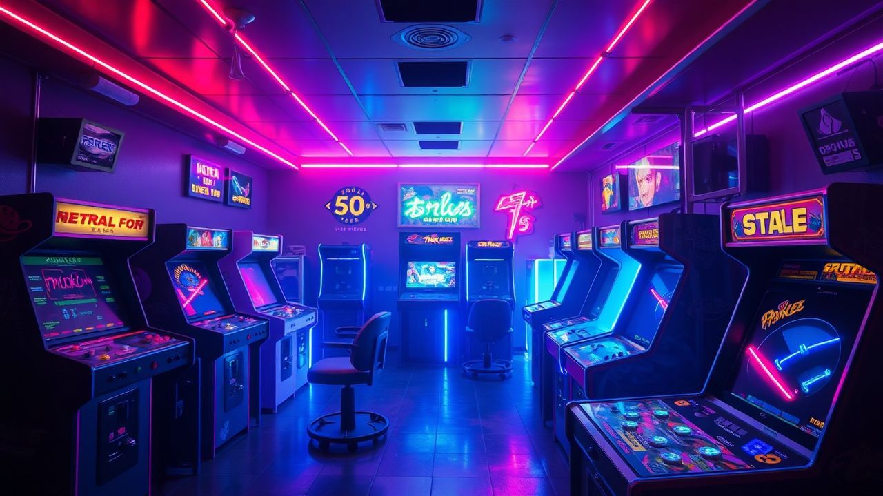 Classic Arcade Cabinet Glow Neon Dreams
