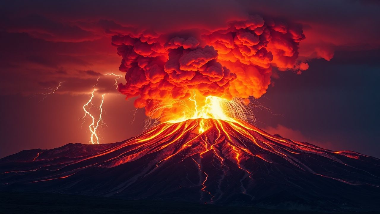 Golden Volcanic Lightning Eruption