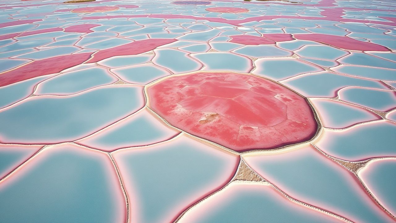 Tranquil Salt Ponds Pink from Above