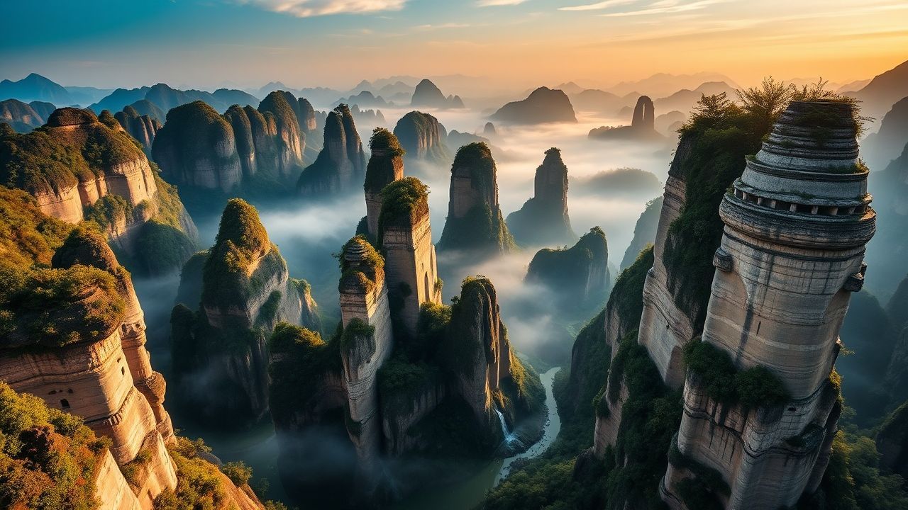 Serene China Zhangjiajie Avatar in the Mist