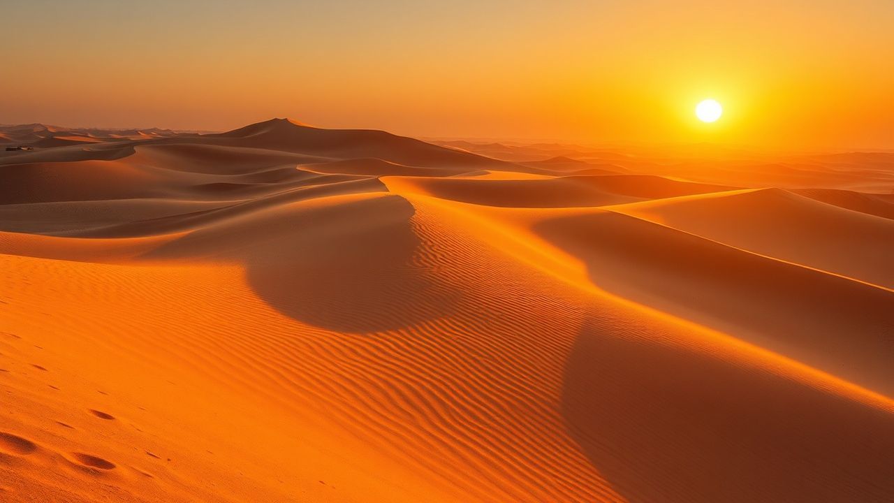 Serene Sahara Dunes Ripples in Golden Light
