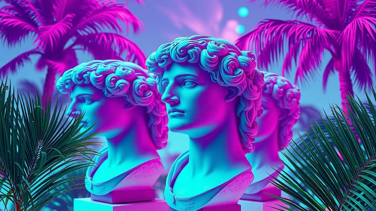 Classic Vaporwave Roman Busts
