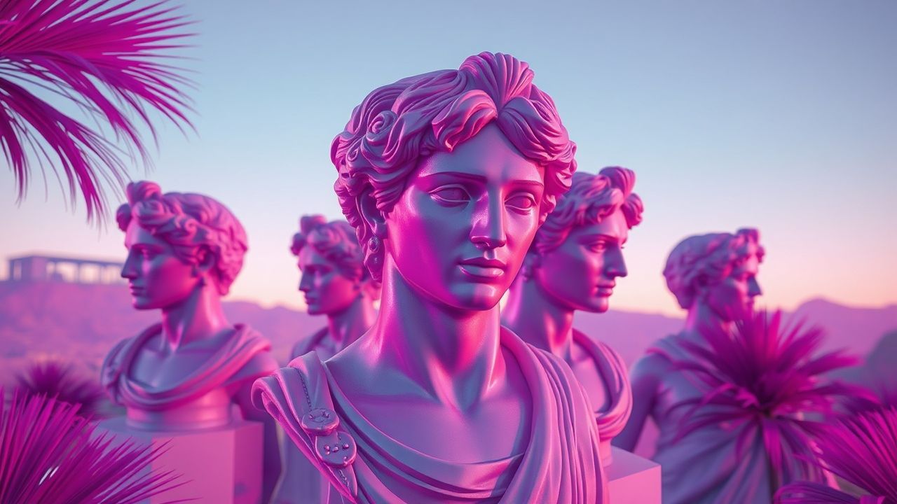 Timeless Vaporwave Roman Busts