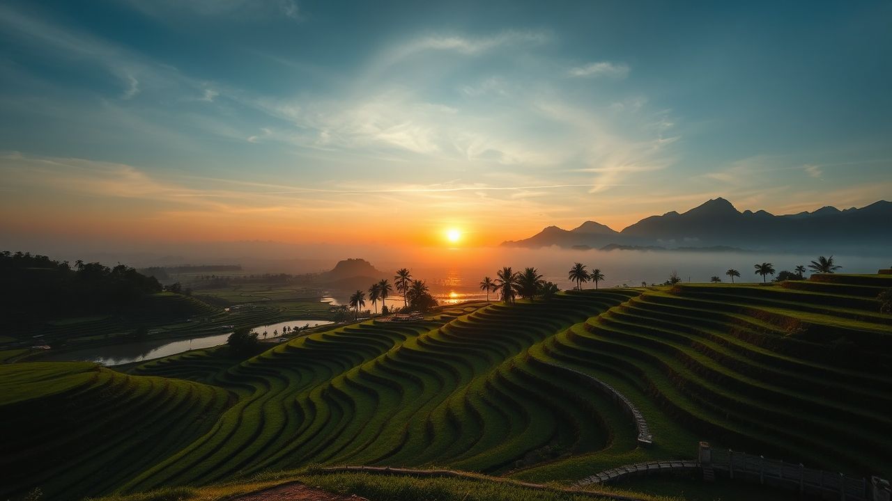 Serene Bali Rice Terraces Reflections
