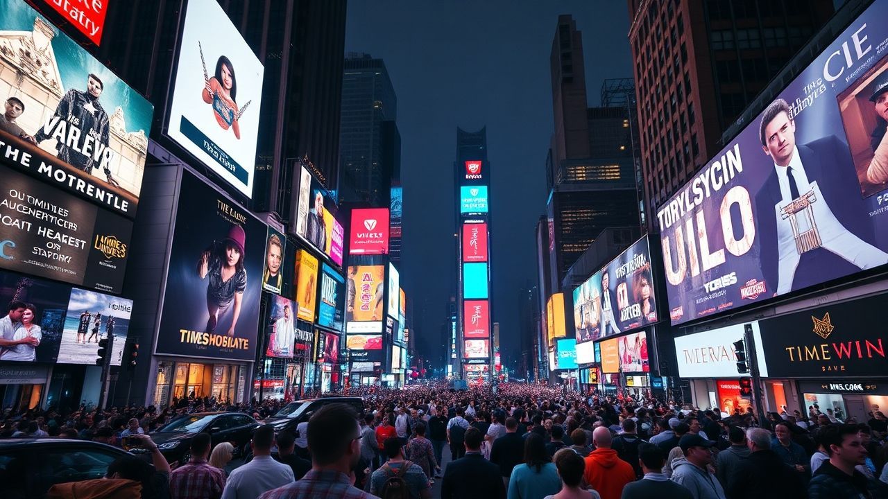 Sleepless Times Square Billboards by Night