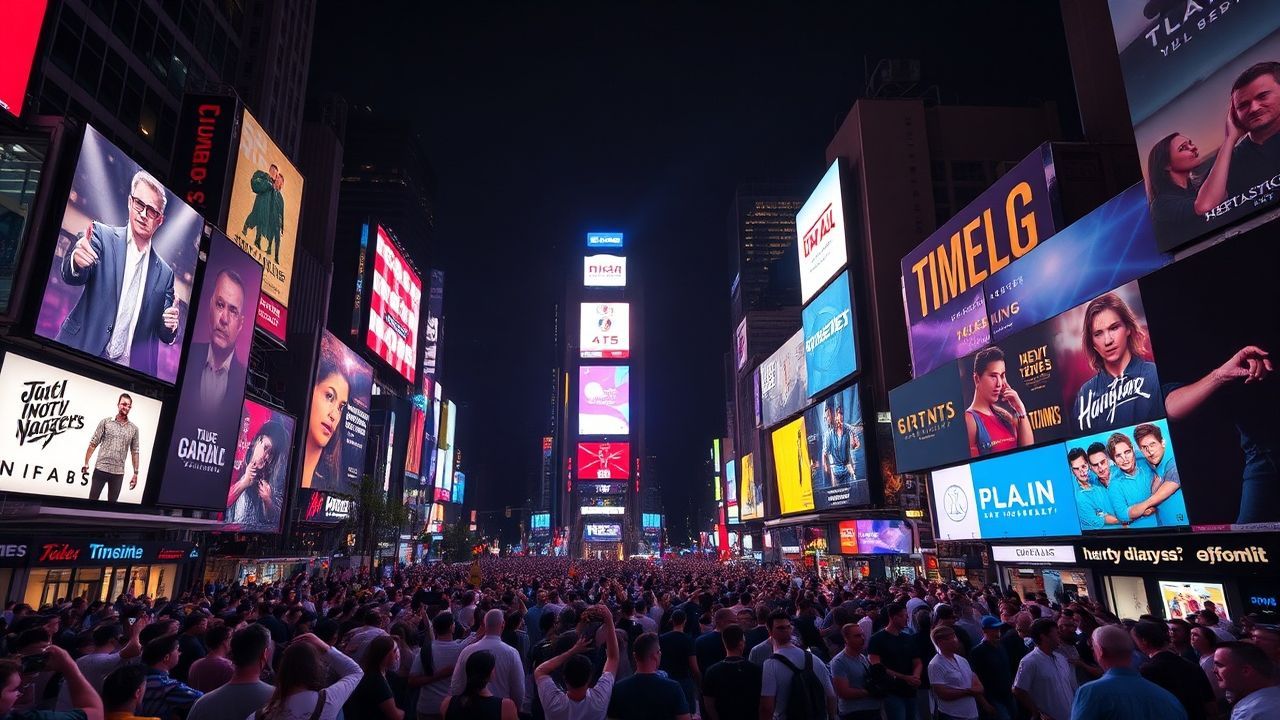 Luminous Times Square Billboards by Night