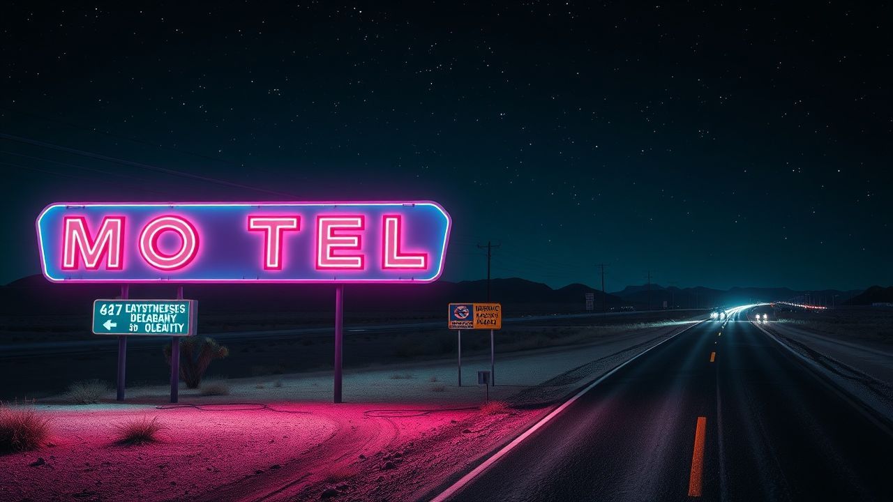 Nostalgic Motel Sign Vacancy Neon Dreams