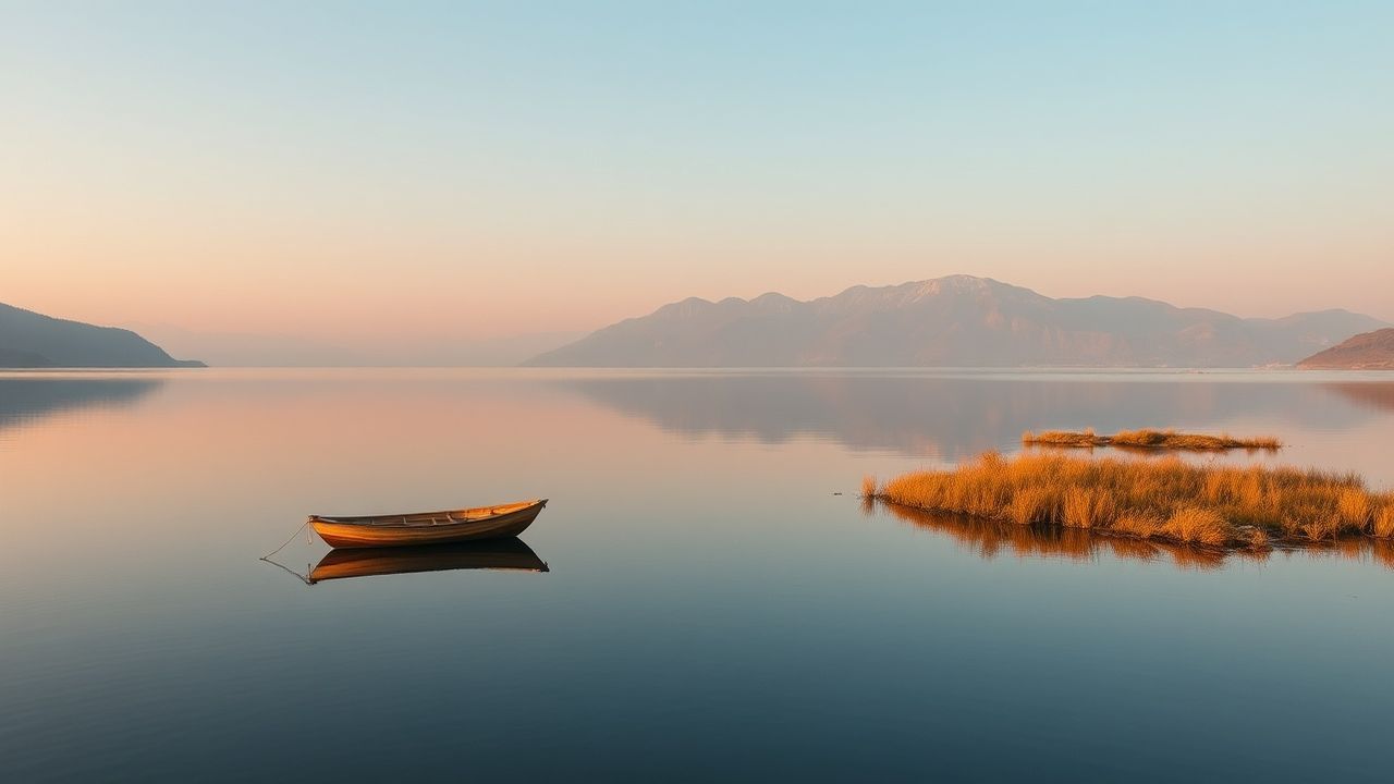 Ethereal Single Boat Calm Reflections