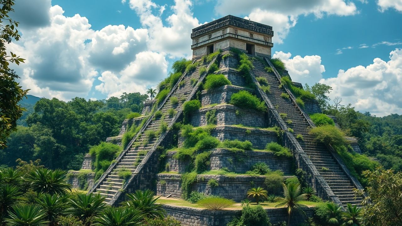 Ancient Mayan Pyramid Jungle Ruins