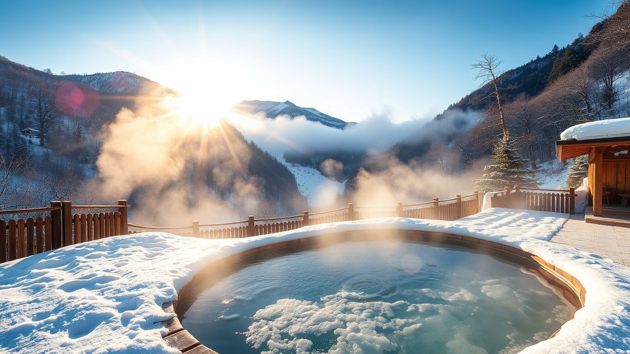 Peaceful Onsen Hot Outdoor in Spring
