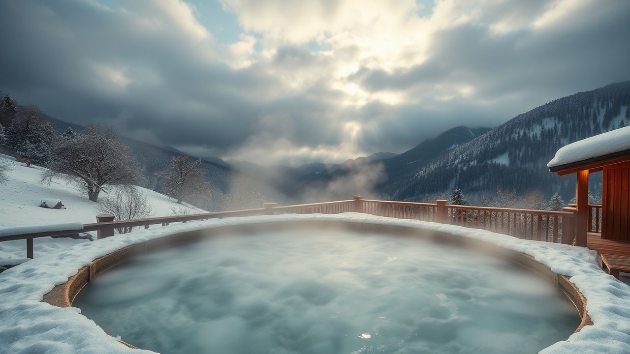 Tranquil Onsen Hot Outdoor in Spring