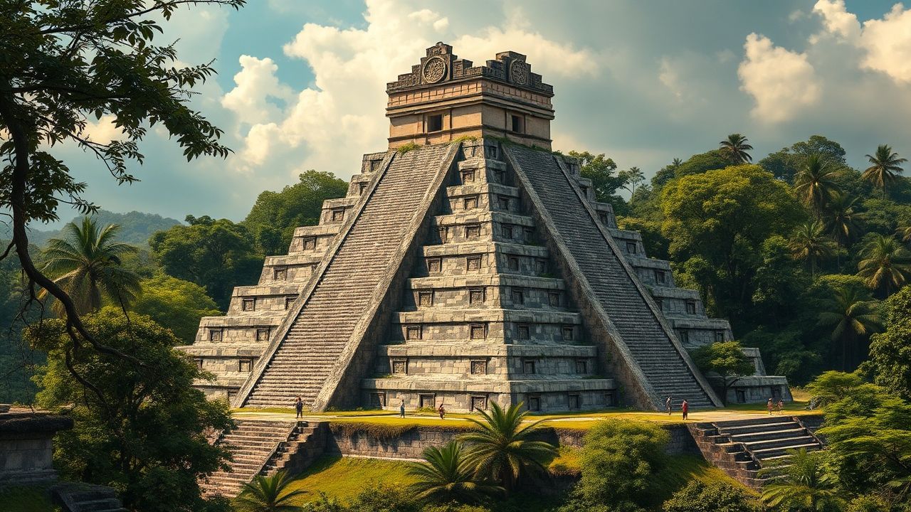 Ancient Mayan Pyramid Jungle Ruins
