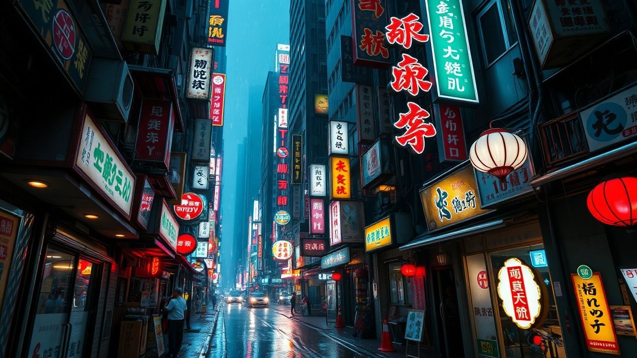 Futuristic Hong Kong Alley Neon Dreams