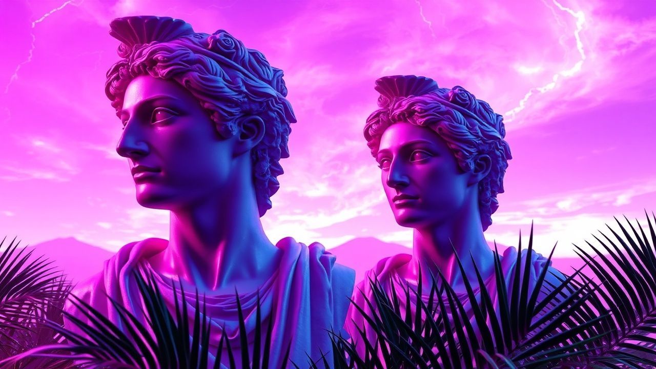 Classic Vaporwave Roman Busts