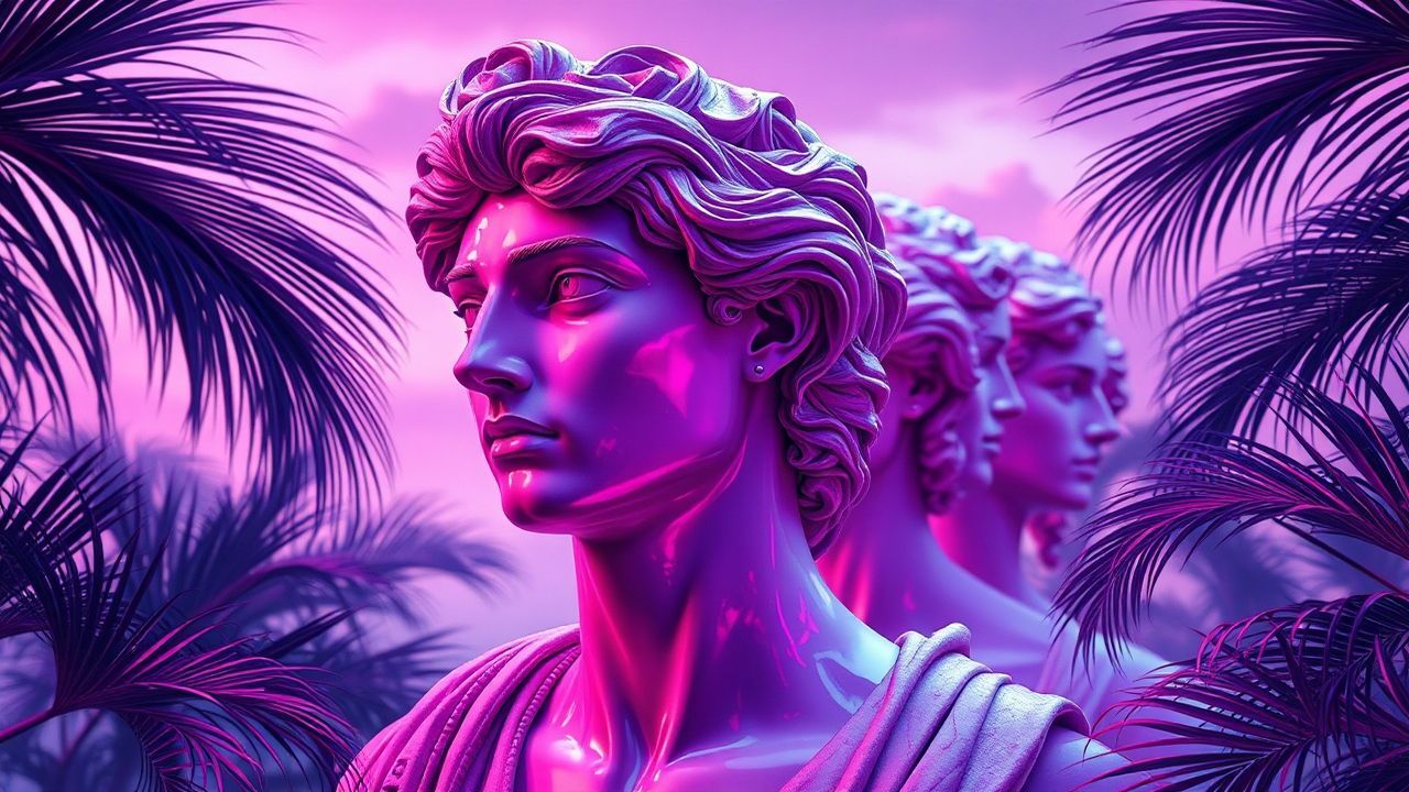 Chromatic Vaporwave Roman Busts
