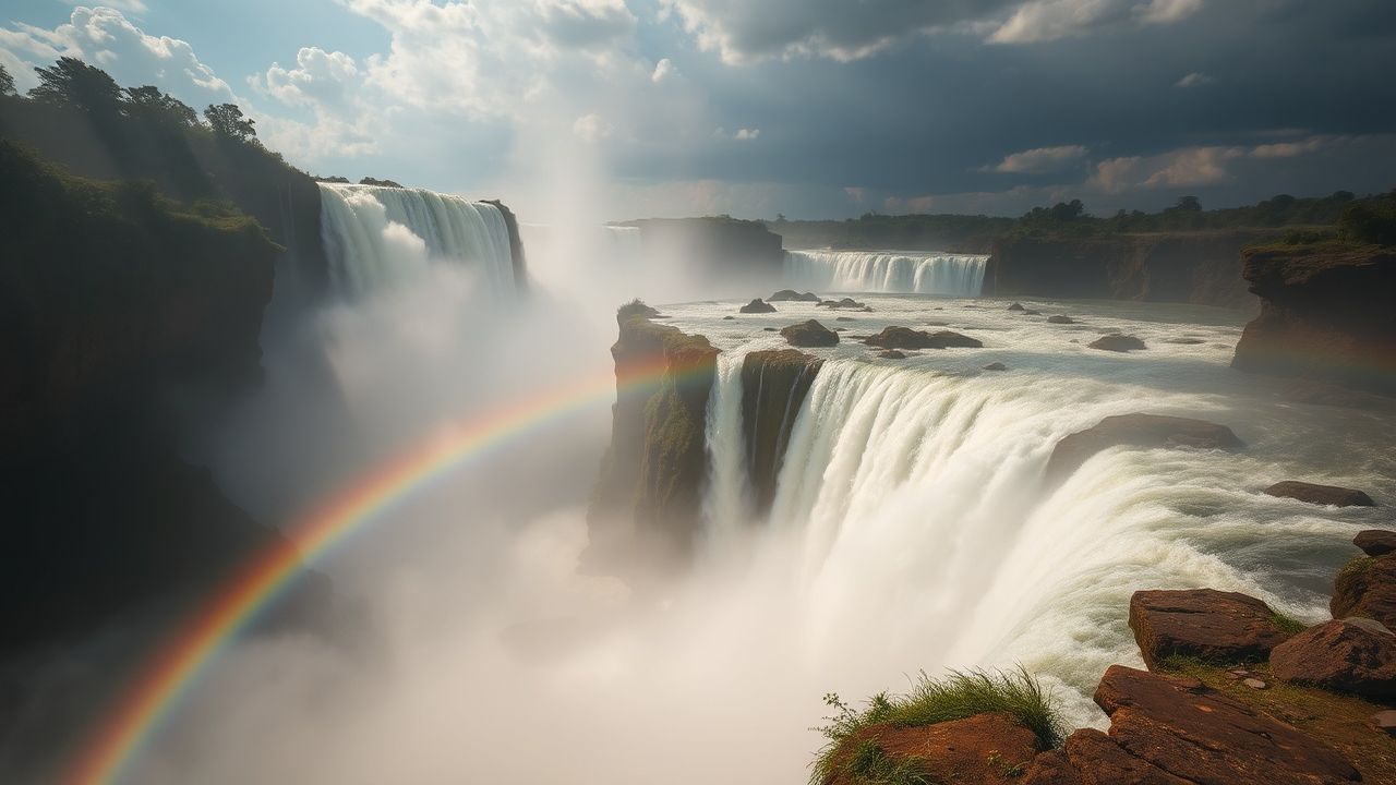 Wild Iguazu Falls Hundreds Panorama
