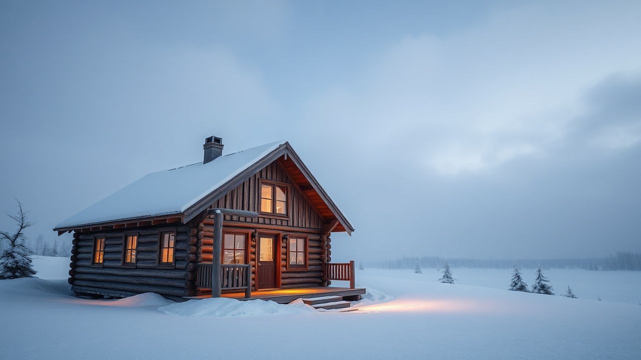 Tranquil Nordic Cabin Isolation in Winter