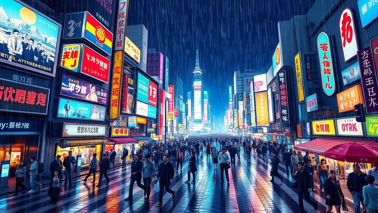 Vibrant Tokyo Shibuya Future Neon Dreams