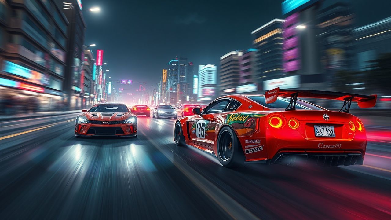 Digital Street Race Modified Neon Dreams