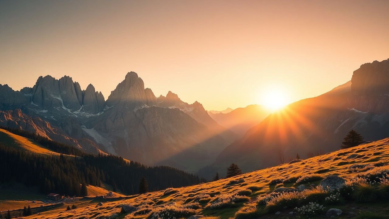 Stunning Dolomites Peaks Alpine in Golden Light