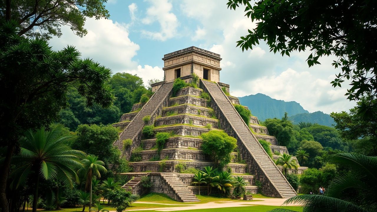 Overgrown Mayan Pyramid Jungle Ruins