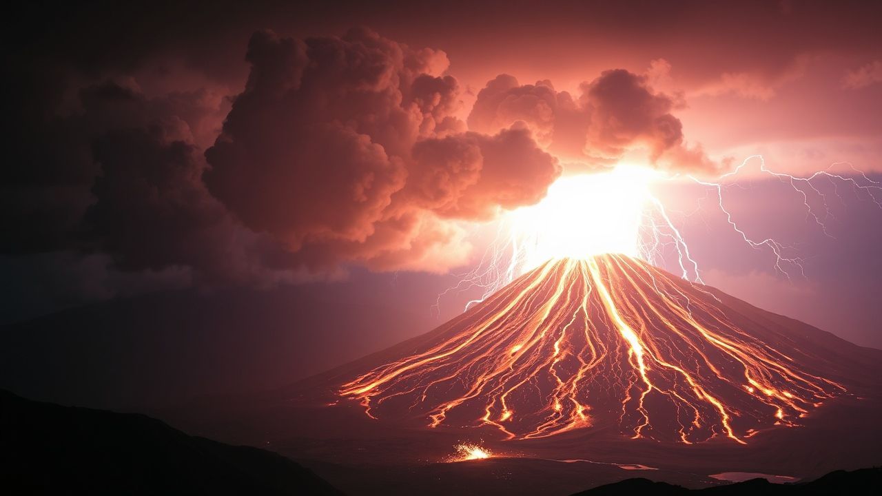 Breathtaking Volcanic Lightning Eruption