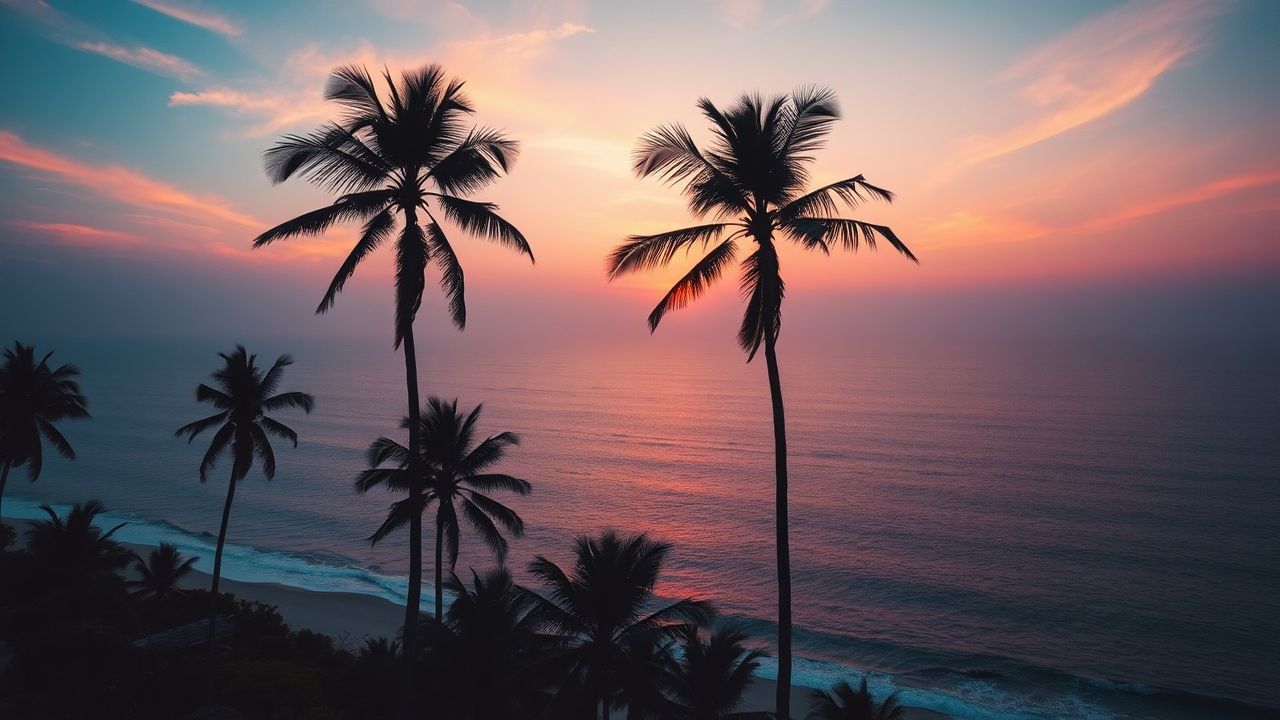 Breathtaking Palm Silhouettes Orange at Sunset