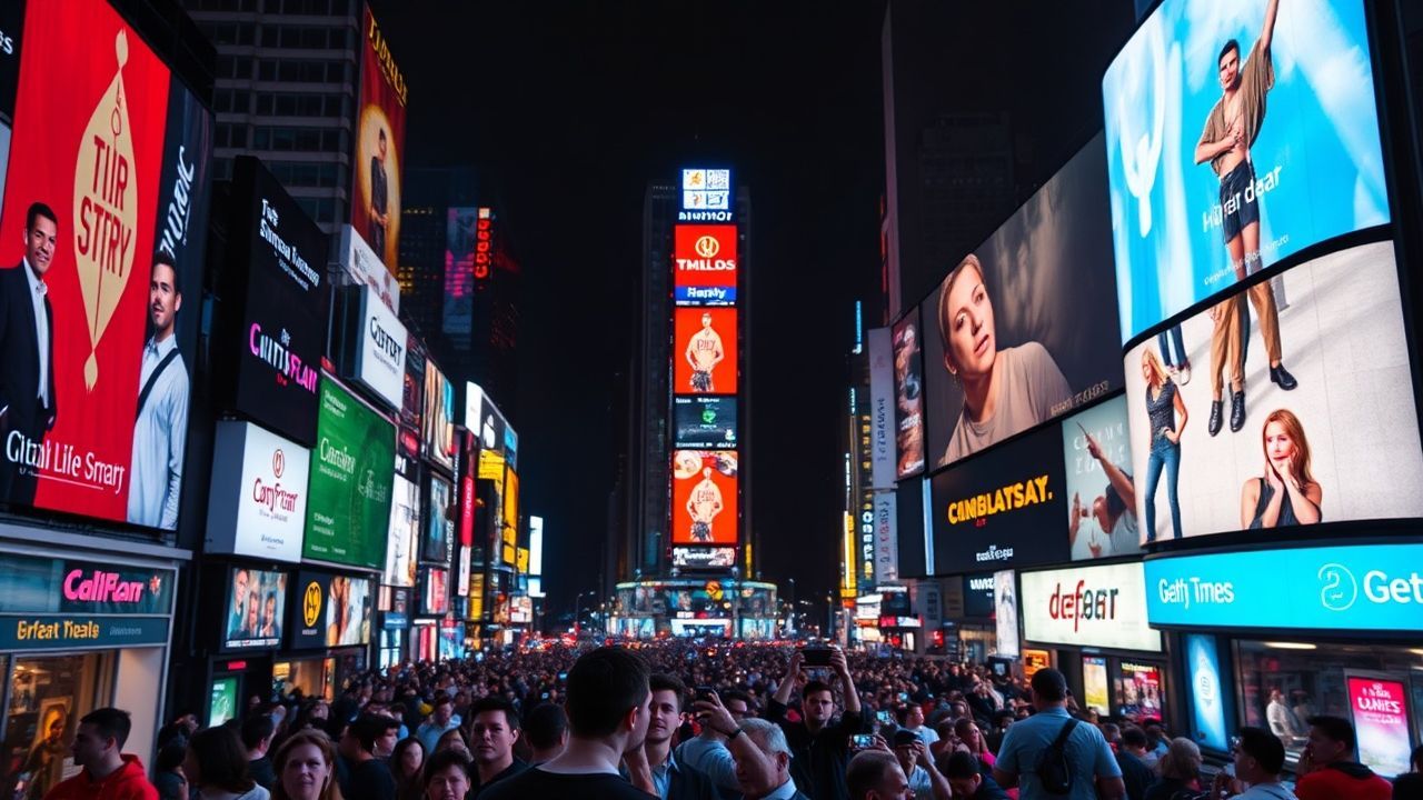 Sleepless Times Square Billboards by Night