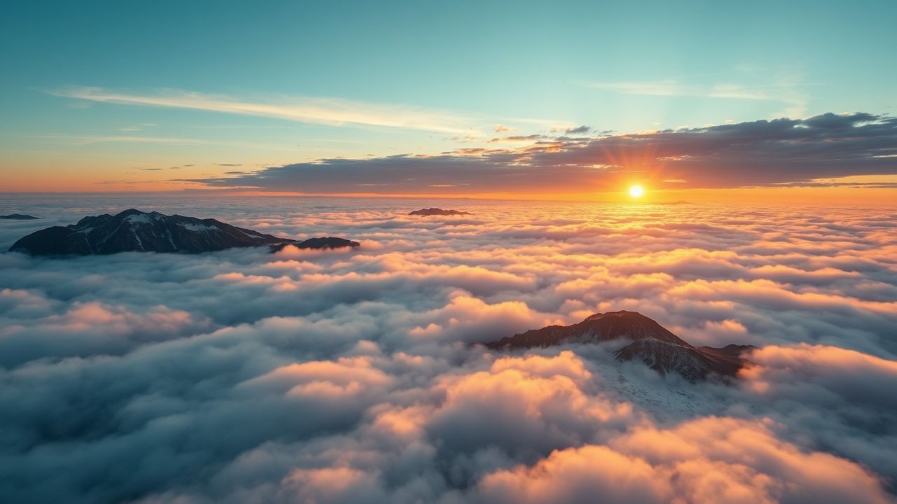 Lush Sea Clouds Peaks in the Mist