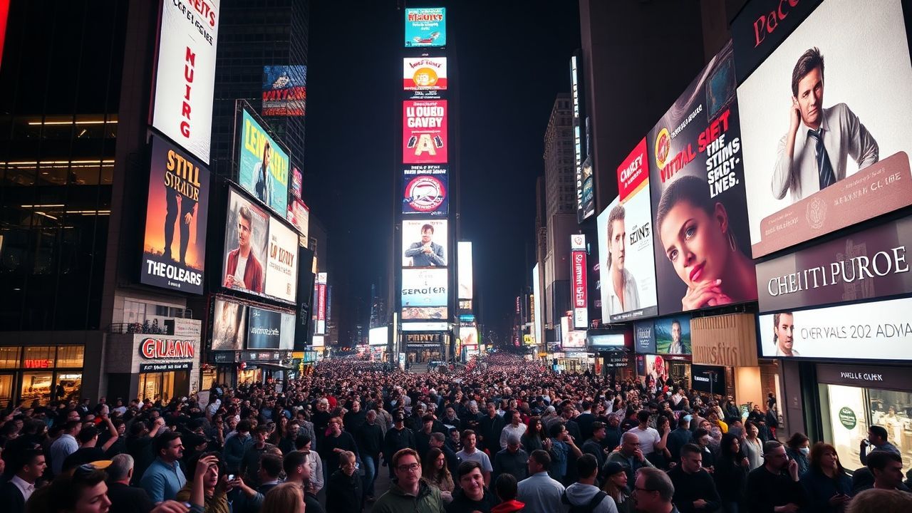 Vibrant Times Square Billboards by Night