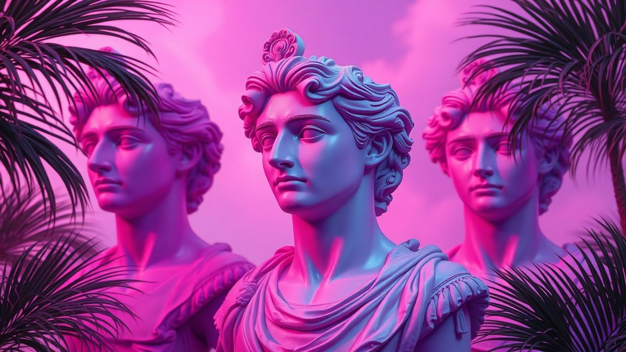 Timeless Vaporwave Roman Busts