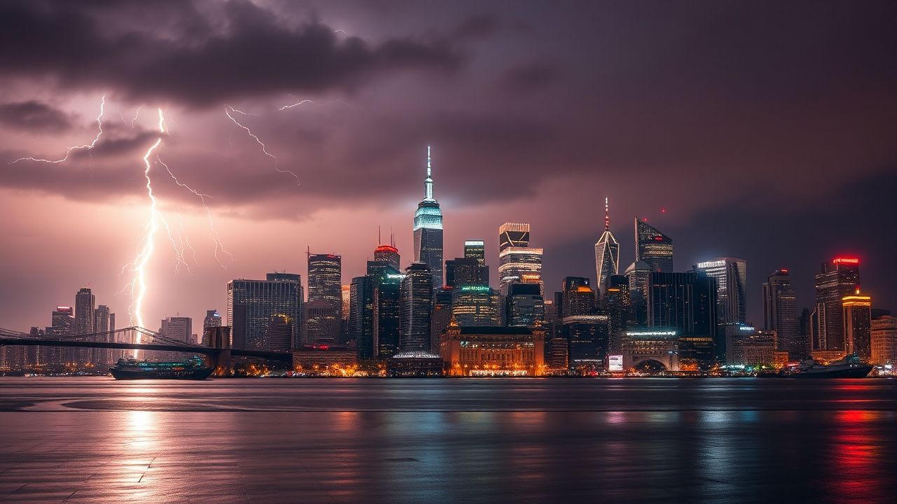 Wild Lightning Bolt City by Night