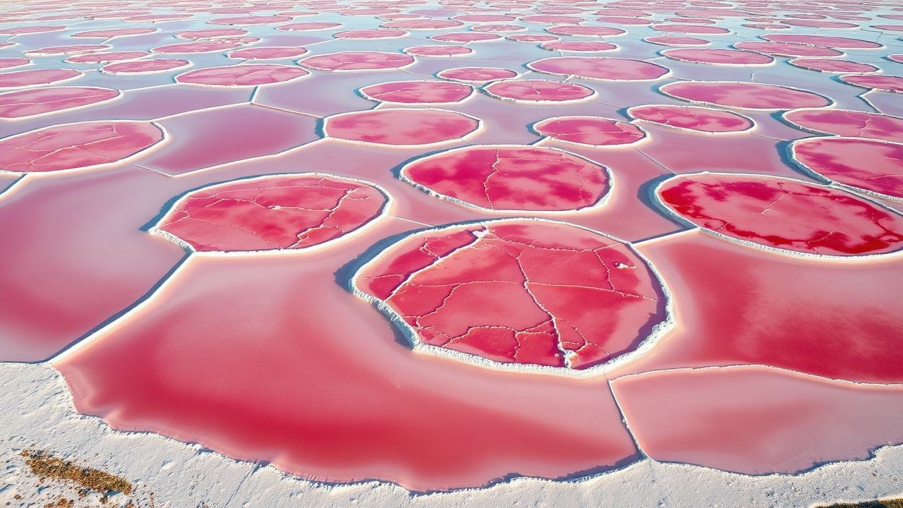 Pristine Salt Ponds Pink from Above