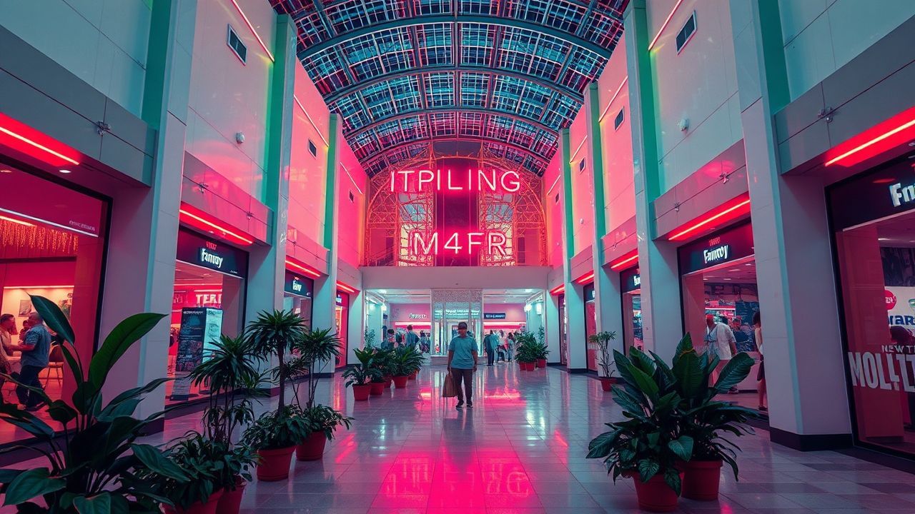 Digital Empty Mall 90s Neon Dreams