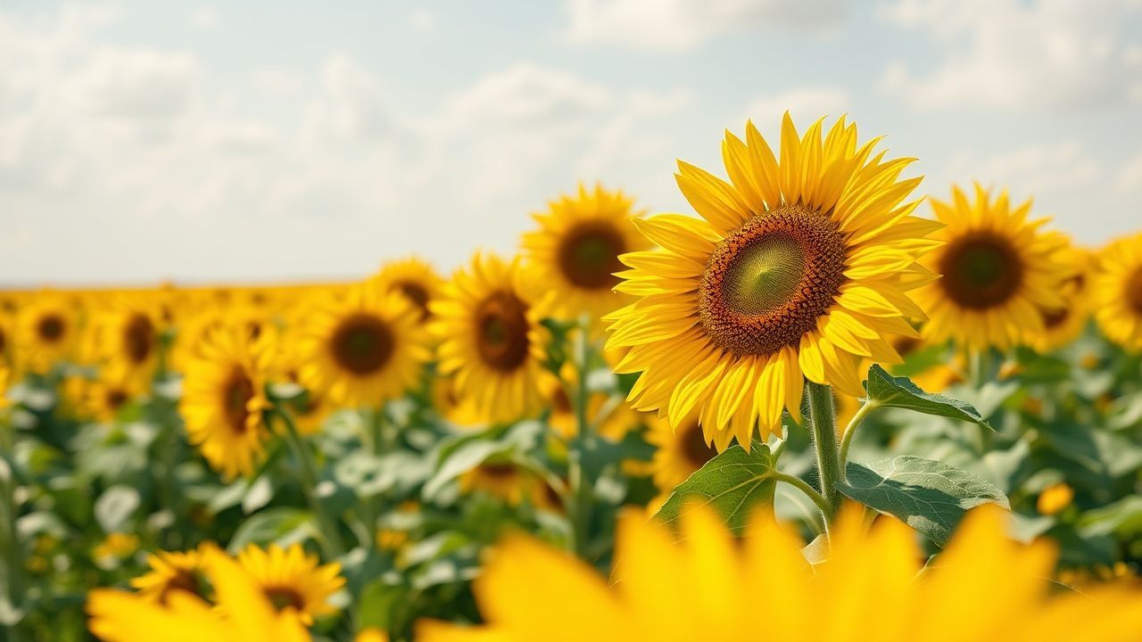 Glorious Sunflower Field Endless in Summer
