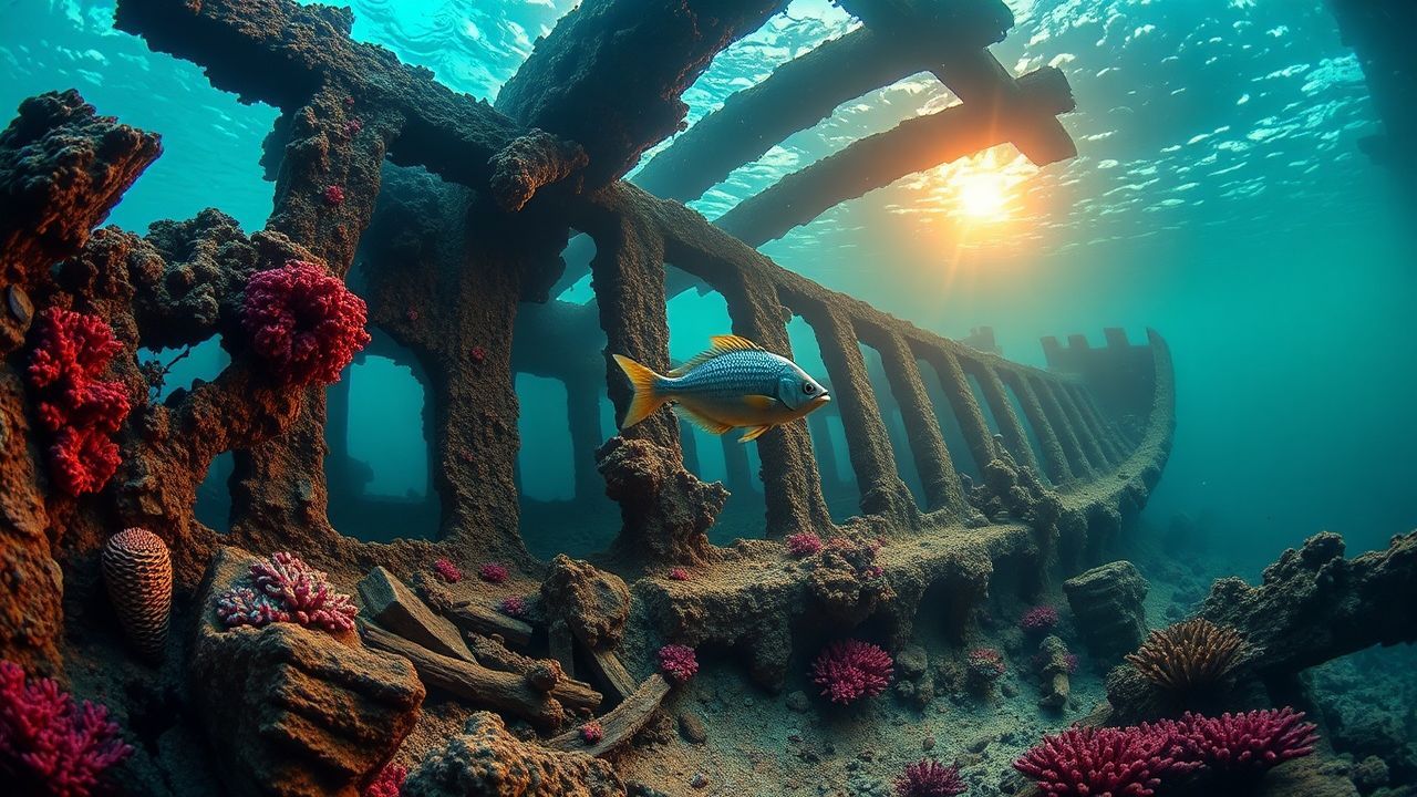 Oceanic Shipwreck Coral Encrusted