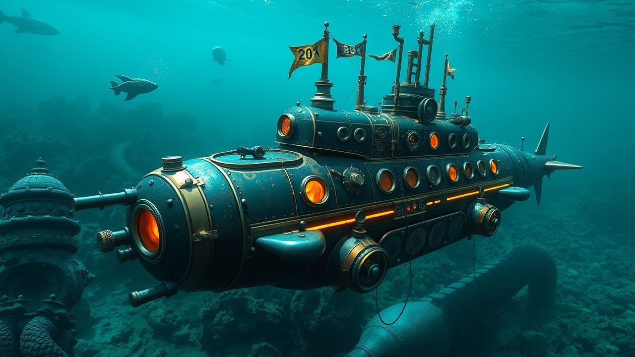 Steam-Powered Nautilus Submarine Brass Depths