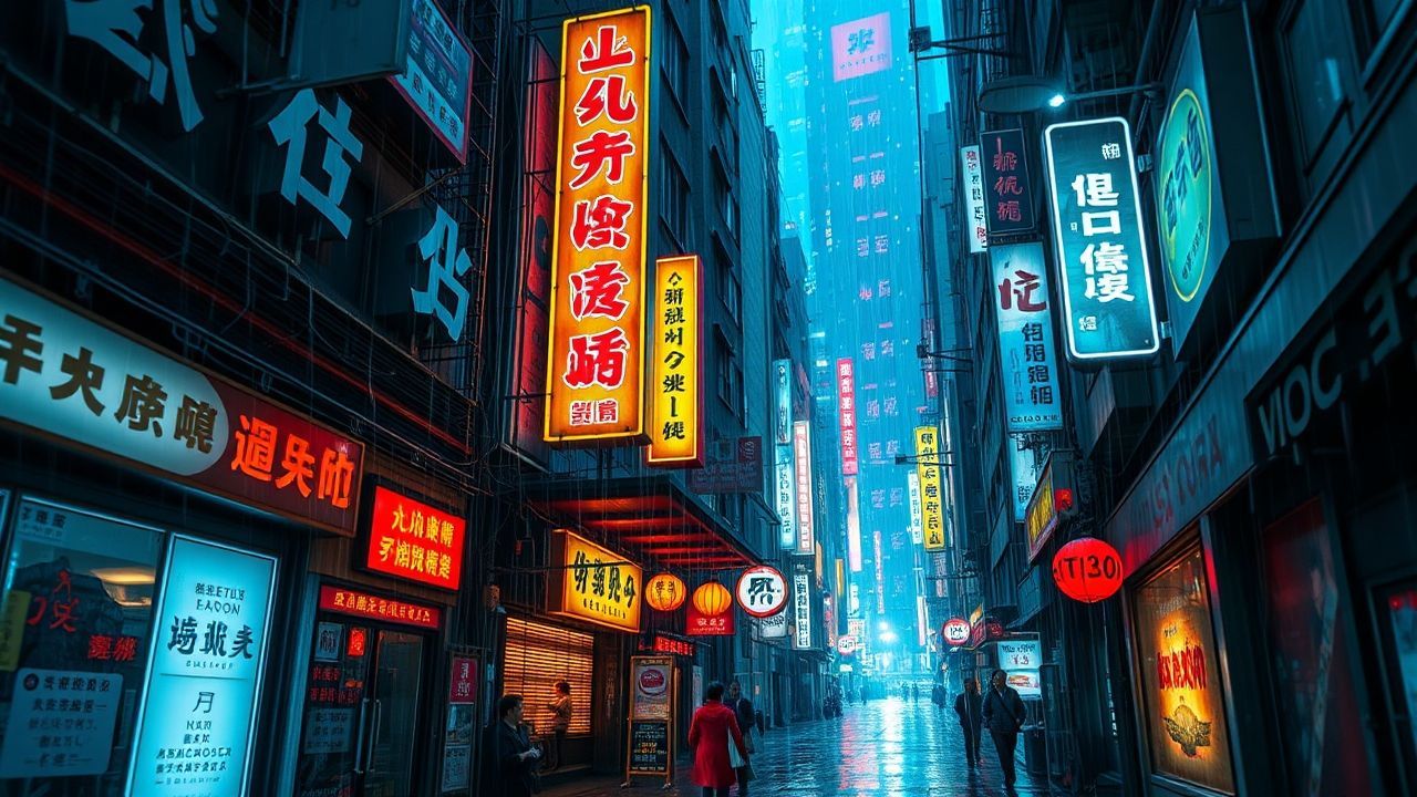 Luminous Hong Kong Alley Neon Dreams