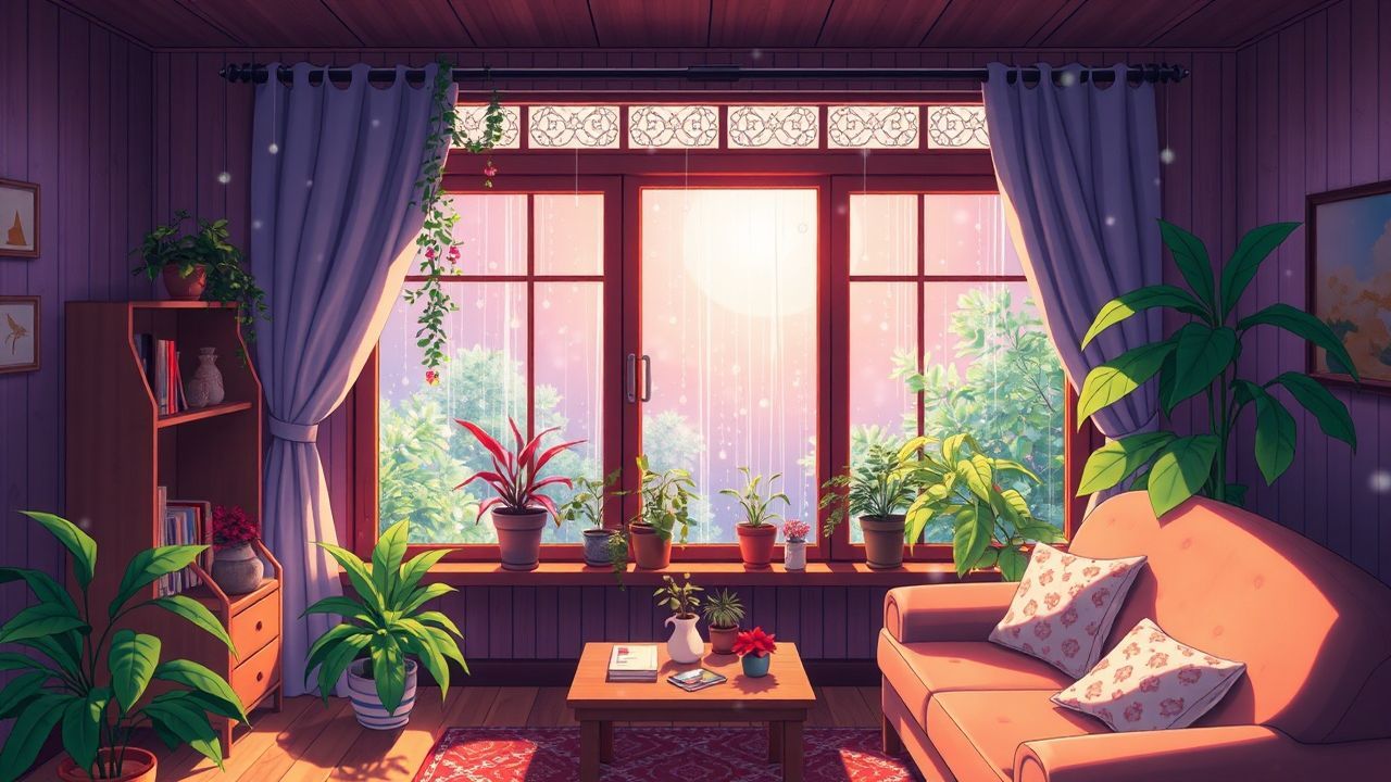 Peaceful Cozy Room Rainy Serenity