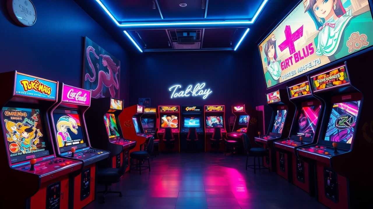 Classic Arcade Cabinet Glow Neon Dreams