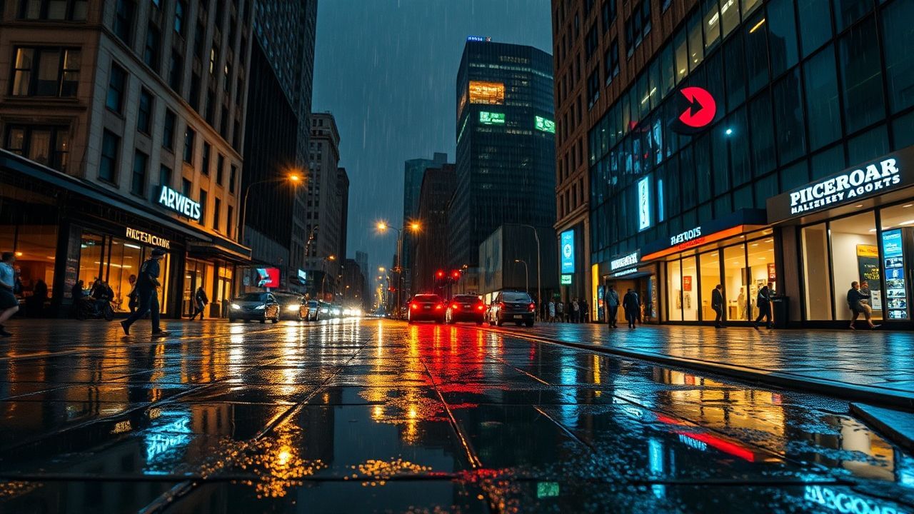 Metropolitan Street Reflections Lights in the Rain