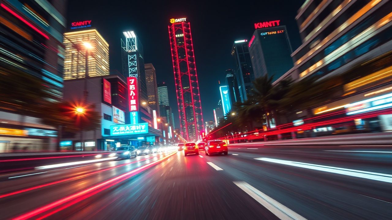 Vintage Outrun Drive City by Night
