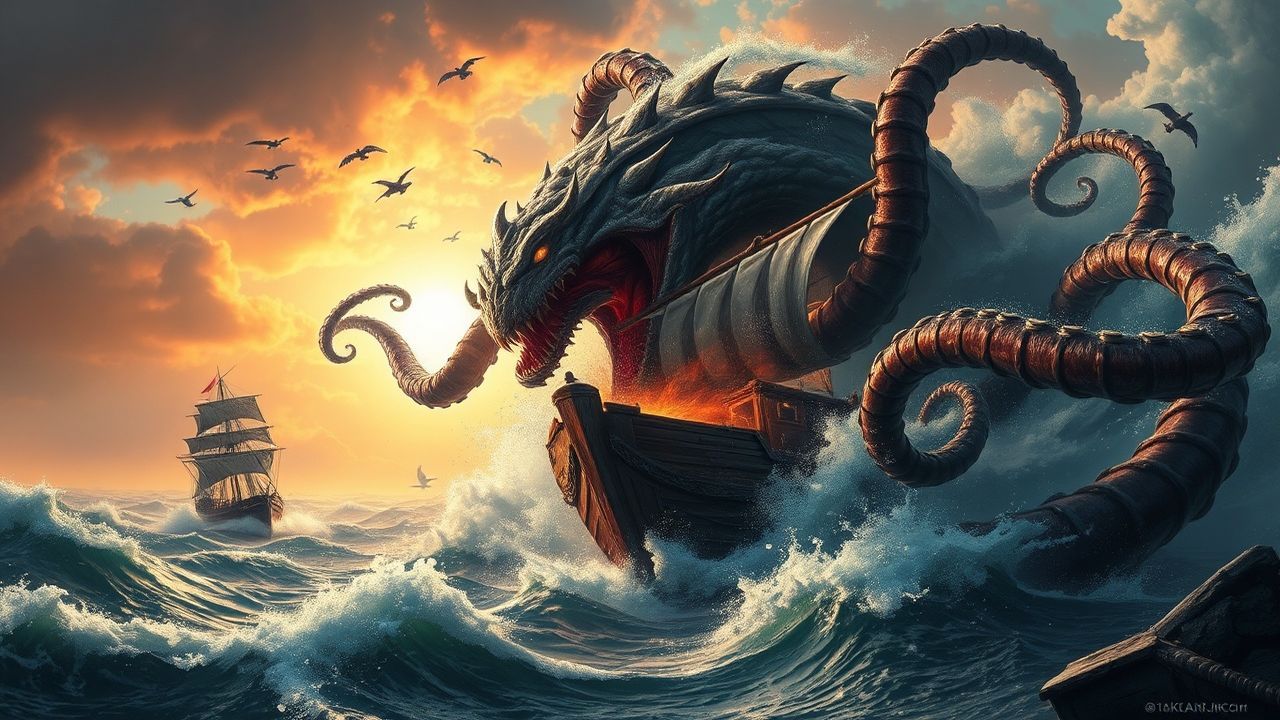 Wondrous Kraken Attacking Ship Storm